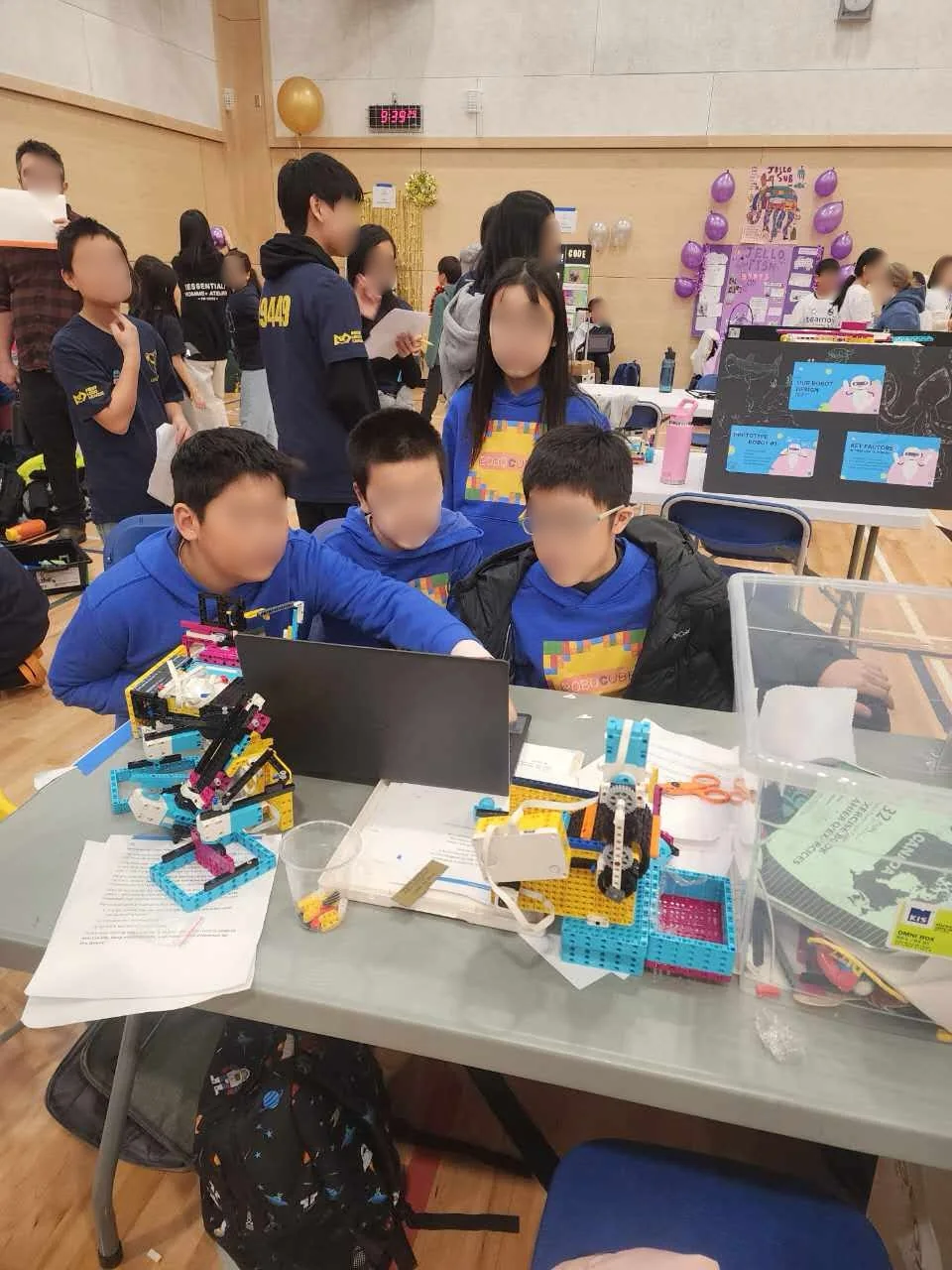 Students working with their robot at the 2024 Provincial Championship
