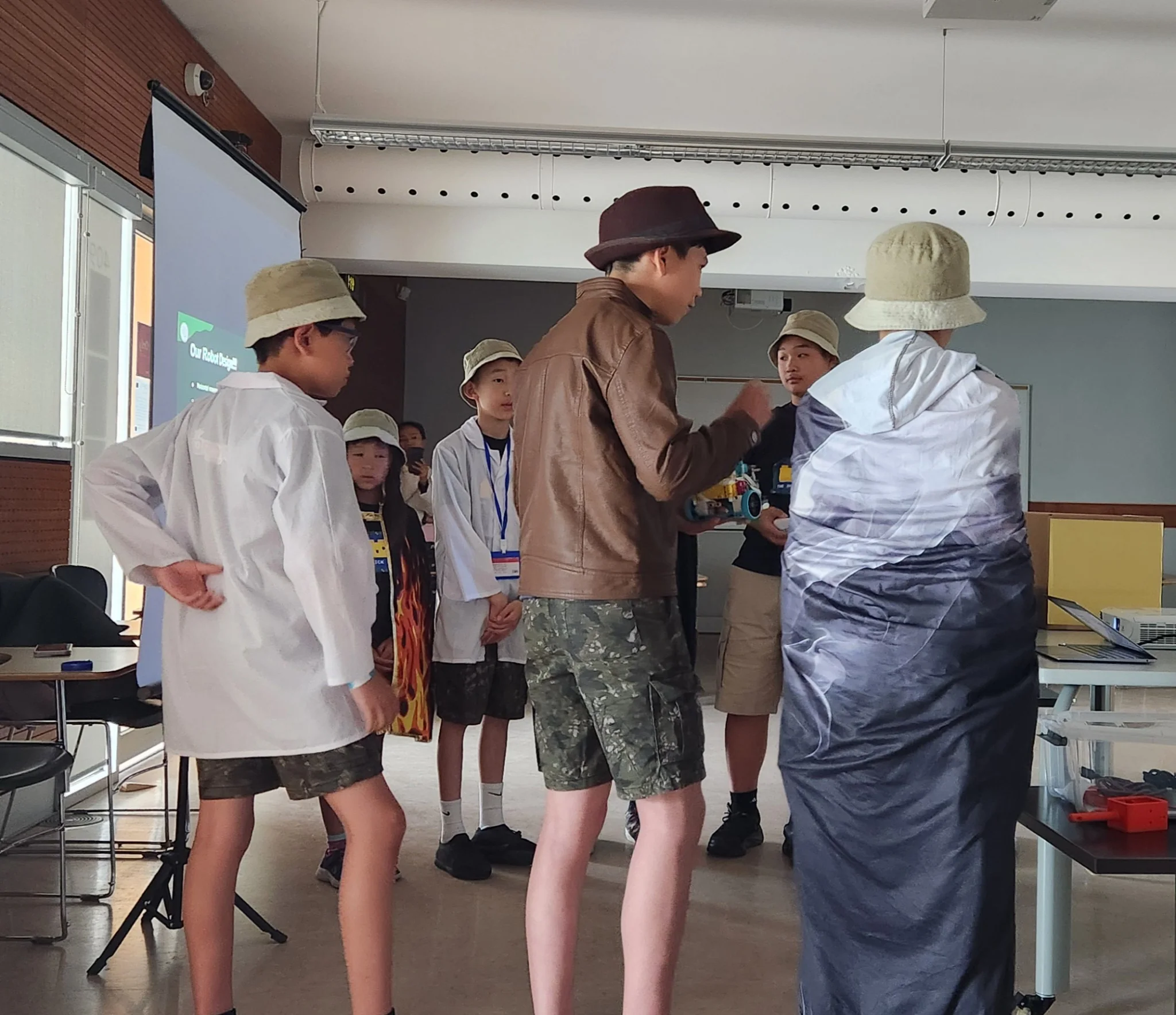 Students presenting their project in front of judges